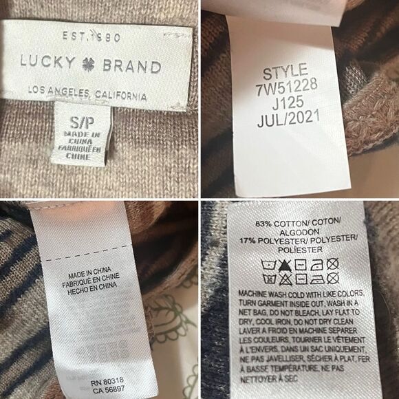 Lucky Brand Southwestern Open Shawl Cardigan Sweater Beige Cream Tan S - Picture 11 of 12